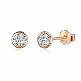 Candyfancy Kleine Ohrstecker Sterling Silber 925 Roségold für Damen Herren Mini Zirkonia Ohrringe Stecker 4mm
