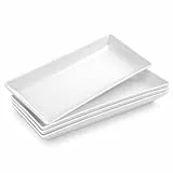 MALACASA Servierplatte Groß, 4-teiliges servierplatten set, Rechteckig Servierplatte Porzellan für Buffets, Sushi, Kuchen, Vorspeisen zu Hause/im Restaurant, 36 x 15.3 cm Cremeweiß