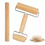 Buchenholz Nudelholz, Teigroller Holz, Teigrolle zum Backen, Rolling Pin für Nudelteig, Kekse, Pizza, Kuchen, Fondant, (30 x 3 cm) (2PCS)