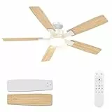 Airwit Deckenventilator mit Beleuchtung 132cm mit großer Luftmenge, Leise Deckenventilator mit Licht und Fernbedienung, 6 Stufen, Dimmbar LED Lampe mit Ventilator für Schlafzimmer Wohnzimmer Outdoor