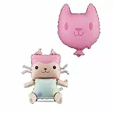 Folienballon Gabby's Dollhouse Baby Box 43x46cm mit Katze 35x37cm Set - DIY Ballon für Helium oder Luft - Kindergeburtstag Mädchen Partydeko - Folienluftballon Geburtstagsdeko