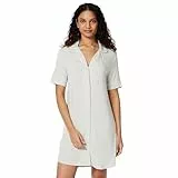 Amazon Essentials Damen Nachthemd aus Modal-Mischgewebe, kurzärmelig, Button-Down, Hellgrau meliert, Größe M