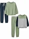 Simple Joys by Carter's Jungen 4-Piece Set Sweatshirt, Olivgrün/Grau, 2 Jahre (2er Pack)