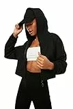 TRENDYOL Damen Trendyol Crop Knitted Singard Hooded Sweatshirt, Schwarz, XL EU