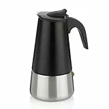 kela Espressokocher 300ml, Espressomaschine für 6 Tassen, für alle Herdarten auch Induktion, FERRARA, Kaffeekocher Edelstahl schwarz matt