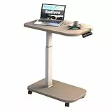 Radlove elektrisch höhenverstellbarer Schreibtisch mit USB-C & LED-Anzeige, 71×46 cm Stehpult mit Rollen, mobiler höhenverstellbarer Laptoptisch, Khaki