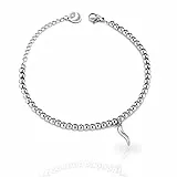 inSCINTILLE Armband mit Glückshorn und Edelstahlperlen, mit mitgelieferter Geschenkbox (Silber)