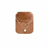 Chriscoco 3Pcs Kette Gold Damen Layering Halskette Damen Silber 14K Vergoldet Edelstahl Kette mit Coin Anhänger Wasserfest Einstellbare Goldkette Silberkette