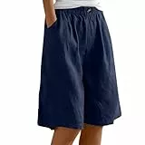 Freizeit Shorts Damen Sommer Kurz Freizeitshorts Casual Shorts Knielange Elastisch High Waist Strandshorts Lose Bequeme Sommershorts mit Taschen Outdoor-Shorts Jogginghose Reise Shorts