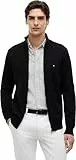 Tommy Hilfiger Herren Pullover mit Reißverschluss Essential Cotton Zip Thru Stehkragen, Schwarz (Black), XL