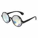TOYMYTOY Kaleidoskop Brille mit Regenbogen Effekt, Prismenbrille für Rave Festival Techno Kaleidoskop Gläser für Fasching Karneval Cosplay Diffraktionsbrille, Schwarz