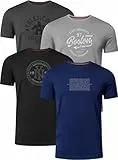 FULL TIME SPORTS Herren Baumwolle T-Shirt 4er Set Pack PRINT-001-PACK-6-XXL