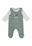 Sterntaler Strampler Set Blätter – 2-teilig – Baby Strampler aus Jersey mit Esel Emmi Applikation & Langarmbody – bequemer Unisex Zweiteiler ab Geburt - Druckknöpfe im Schritt – steingrün – Größe 50