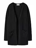 NAME IT Mädchen Nkfvicti Ls Knit Card L Noos Strickjacke, Schwarz, 146-152 EU