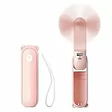 JISULIFE Mini Handventilator, 3-in-1 Handventilator, wiederaufladbarer USB [12–19 Betriebsstunden] mit Powerbank, Taschenlampe, tragbarer Ventilator für Reisen/Sommer, Geschenke für Frauen-Rosa