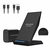 NANAMI Wireless Charger mit 30W USB-C Ladegerät - 2 in 1 Induktive Ladeständer mit Anschluss, Kabelloses Ladestation für iPhone 17/16/15/14/13/12/11/XS Max/X/XR/8 Plus, Samsung Galaxy S26 S25 S24 S23