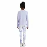 Dmwhsy Traininganzug für Kinder-Mädchen,Langärmeliges T-Shirt mit gebogenem Saum und lila Jogginghose Set,Joggen und Camping,Alter 5–14 Jahre