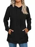 Cuptacc Hoodie Damen Pullover Damen Kapuzenpullover Sweatshirt Mit Kapuze Tasche Seitenschlitze Oberteile Schwarz Größe L 42-44