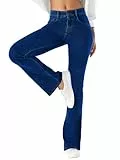 LaiEr Damen hohe Stretch Yoga Jeans,Skinny und Hüfte Heben Reißverschluss Sweatpants,Weiche und Bequeme Slight Bootcut Hose für Sport und Fitness Workout,Fashionable und Casual Match.(Dark BlueM)