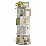 OKSTENCK Drehbares Bücherregal,Bookcase 4-Stöckiges Drehbares Bücherregal Für Kleine Räume, 360 Grad Drehbares Bücherregal Mit Hoher Dichte, (Weiß).