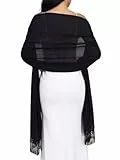 Atigy Chiffon Schal und Tuch Seide Festlich Stola Hochzeit Brautschal für Damen Abendkleider Brautkleid (Schwarz)