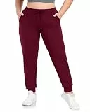 HLTPRO Jogginghose in Übergröße für Damen – Jogginghose für Damen mit Taschen, Yoga, Workout, athletisch, Lounge, Freizeithose, Laufhose, Weinrot, 36X-Large Mehr