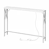 MAHANCRIS Konsolentisch mit Ladestation, Eingangstisch, Schmaler Konsolentisch, Flurtisch, Ausstellungstisch, Beistelltisch für Eingangsbereich, Wohnzimmer, Flur, Weiß ACTWT151UE01