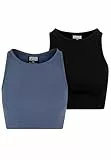 Urban Classics Damen Top Cropped Rib Top 2-Pack, 2er Pack Top für Frauen, kurz geschnitten, Slim Fit, erhältlich in vielen Farben, Größen XS-5XL