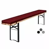 Showgeous Bierbankauflage Gepolstert für Bierzeltgarnitur Bankauflage 220x25x3cm XL Waschbare Bierbankauflagen Gepolstert Auflage für Biertisch & Partyzeltgarnitur(Bordeaux,Wasserabweisend)