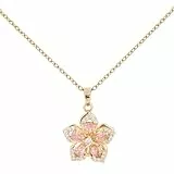 Mikovivi Blumenhalsketten, Zarte Drehbare Halskette mit Bauhinia Blumenanhänger aus Kristall Verstellbarer Zappelschmuck für Frauen Retro Mode Interessante Schmuckaccessoires (Rosa Diamant)