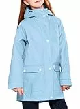 maoo garden Mädchen Regenjacken Kinder wasserdichter Regenmantel leichtes Blumenfutter Frühling Windbreaker blau 7-8Y