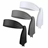 Mabor 3 Stück Sport Stirnband Herren Elastische Schweißband Stirn Verstellbar Haarband Damen für Fitness Yoga Laufen Tennis Erhältlich (Weiß Grau Schwarz)
