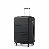 KONO Handgepäck Koffer Trolleys Leicht Hartschalenkoffer Reisekoffer mit 4 Rollen und TSA Schloss, 52x38x21cm, 36Liter, Zwillingsrollen Rollkoffer, ABS Hartschale (Schwarz, M)