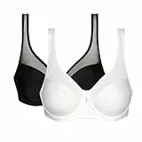 Dim Femme - BH Generous Classic x2 | Perfekter Halt für große Brüste | Dicke Mikrofaser und Stretch | U-förmiger Rücken und breite Träger | Moderner Look und absoluter Komfort Schwarz/Weiß 75D