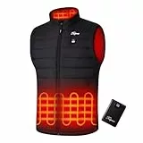 Telguua Heizweste Herren mit Powerbank Akku 5V 12000mAh, Beheizbare Weste Jacke mit 3 Temperaturstufen 4 Heizzonen Heiz weste Heizjacke für Camping, Motorradfahren, Skifahren, Jagen