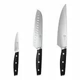 MasterChef Küchenmesser Set mit Kochmesser, Santoku Messer & Schälmesser, Profi Messerset aus Rostfreiem Stahl mit Hohem Kohlenstoffgehalt, Kochmesser Set mit Dreifach Vernieteter Griff, 3-teilig