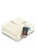 Ibena Porto Decke 150x200 cm – Baumwollmix weich, warm & waschbar, Kuscheldecke weiß einfarbig