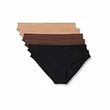 Amazon Essentials Damen Bikinihose aus Peachfarbener Mikrofaser, 6er-Pack, Gewaschene Bronze/Haselnuss/Schwarz, 46