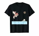 Capcom Monster Hunter Rathalos & Swimming Felyne T-Shirt, Herren, Unisex-Erwachsene, Kurzarm, Schwarz, S, U-Ausschnitt, Cartoon, Klassisch, Polyester, Imported