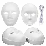 WUWEOT 40 Pack DIY Vollgesichtsmasken, 2 Größen bemalbare weiße einfarbige Masken, Papiermasken für Cosplay Halloween Fasching Maskerade Tanzparty, Blanko Kostüm Masken