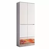 trendteam smart living - Mirror - Garderobenschrank - Weiß - Mehrzweckschrank mit reichlich Stauraum - (BxHxT) 74 x 191 x 34 cm - 1 Kleiderstange und 6 Einlegeböden