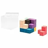 WISSNER® Soma-Würfel, 7 Teile, Bunt, RE-Wood® Montessori Knobelwürfel inklusive Aufbauideen & Aufbewahrungsbox, 3D Puzzle für räumliches Denken