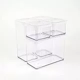 Rotho Loft 5er-Set Vorratsdosen mit Deckel verschiedene Größen, lebensmittelechter Kunststoff (PP) BPA-frei, transparent/weiss, (21.4 x 21.4 x 23.5 cm)