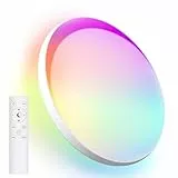 Oraymin LED Deckenleuchte mit Fernbedienung, 24W Deckenlampe Dimmbar IP44, 3000K-6500K Schlafzimmerlampe, RGB Farbwechsel LED Lampe für Wohnzimmer, Kinderzimmer, Ø29.8CM