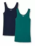 Amazon Essentials Damen Tanktop, Schmale Passform, 2er-Pack, Dunkelgrün/Marineblau, XXL
