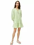 Koton Women Long Sleeve Voluminous Tie Detail Viscose Mix Dress