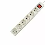 UNITEC Tischsteckdose mit Stecker Schalter, 6-Fach, 1.4 m, H05VV-F 3G1.5 mm², weiß