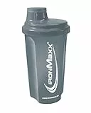 IronMaxx Eiweiß Shaker - 700ml Anthrazit | Proteinshaker mit Drehverschluss, Sieb & Mess-Skala | auslaufsicher, spülmaschinengeeignet & frei vom Weichmacher BPA & DEHP