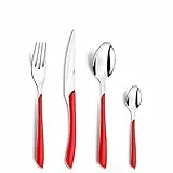 Amefa ECLAT Besteck Set Rot Essbesteck 24-teilig für 6 Personen Edelstahl rostfrei hochwertige Kunststoff-Griffschalen spülmaschinenfest Besteck Set 6 Personen Campingbesteck