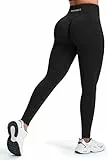 JOYSPELS Gym Sport Leggings Damen Scrunch Butt, High Waist Blickdicht Sporthose Lang Yogahose Po Push Up Seamless Shape Tights Schwarz M